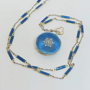 Mark Areias Jewelers Jewellery & Watches E. Gubelin Watch Pendant Platinum & 18KY Blue Guilloche Filigree Diamond 28mm