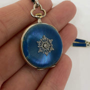 Mark Areias Jewelers Jewellery & Watches E. Gubelin Watch Pendant Platinum & 18KY Blue Guilloche Filigree Diamond 28mm
