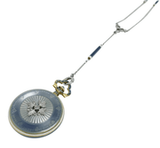 Mark Areias Jewelers Jewellery & Watches Edwardian Longines Blue Enamel Pendant Watch Platinum and 14 Karat Yellow Gold