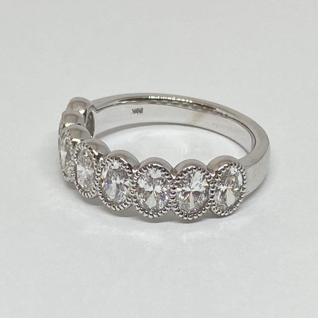 Mark Areias Jewelers Jewellery & Watches Eight Fancy Oval Diamond Milgrain Bezel Set Band 1.50CTW 14KW