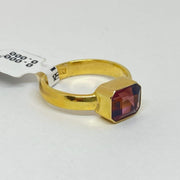 Mark Areias Jewelers Jewellery & Watches Emerald Cut Pink Tourmaline Bezel Set Solitaire Ring 18K Yellow Gold