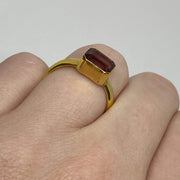 Mark Areias Jewelers Jewellery & Watches Emerald Cut Pink Tourmaline Bezel Set Solitaire Ring 18K Yellow Gold