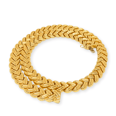 Mark Areias Jewelers Jewellery & Watches Estate Collar Leaf "V" Chevron Chain Necklace 14K Yellow 18" 12mm 47.98 Grams!