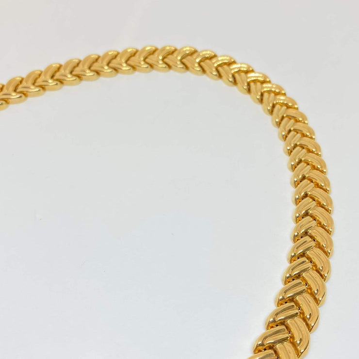 Mark Areias Jewelers Jewellery & Watches Estate Collar Leaf "V" Chevron Chain Necklace 14K Yellow 18" 12mm 47.98 Grams!