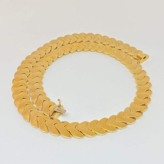 Mark Areias Jewelers Jewellery & Watches Estate Collar Leaf "V" Chevron Chain Necklace 14K Yellow 18" 12mm 47.98 Grams!