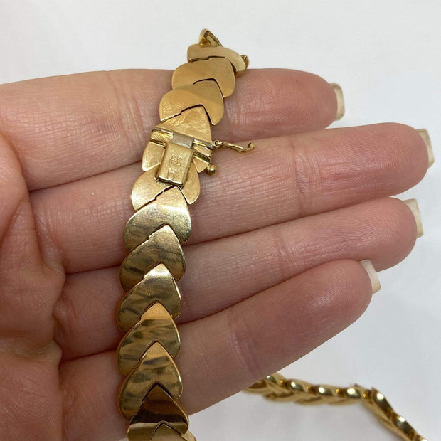 Mark Areias Jewelers Jewellery & Watches Estate Collar Leaf "V" Chevron Chain Necklace 14K Yellow 18" 12mm 47.98 Grams!