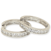 Mark Areias Jewelers Jewellery & Watches Estate Diamond Channel Set 14K White Gold Hoop Earrings 1.00ctw 20mm