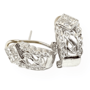 Mark Areias Jewelers Jewellery & Watches Estate Diamond Omega French Clip Huggie Earrings 14K White Gold 1CTW