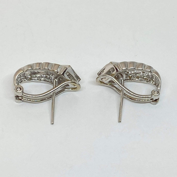 Mark Areias Jewelers Jewellery & Watches Estate Diamond Omega French Clip Huggie Earrings 14K White Gold 1CTW
