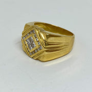 Mark Areias Jewelers Jewellery & Watches Estate Men's Wide Channel Set Diamond Square Ring Band 1.28ctw 18K Yellow Gold