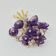 Mark Areias Jewelers Jewellery & Watches Estate Natural Amethyst & Diamond Flower Bouquet Brooch Pin 18KY