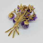 Mark Areias Jewelers Jewellery & Watches Estate Natural Amethyst & Diamond Flower Bouquet Brooch Pin 18KY