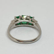 Mark Areias Jewelers Jewellery & Watches Estate Natural Emerald & Diamond Three Stone Platinum Ring 1CTW