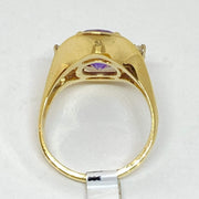 Mark Areias Jewelers Jewellery & Watches Estate Natural Fancy Cushion Amethyst & Diamond Freeform Ring 14K Yellow Gold