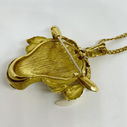 Mark Areias Jewelers Jewellery & Watches Estate Natural Ivory and Emerald Bull Pendant Brooch 18 Karat Yellow Gold