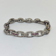 Mark Areias Jewelers Jewellery & Watches Estate Natural Pink Sapphire & Diamond Oval Square Link Bracelet 18K White Gold