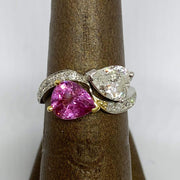 Mark Areias Jewelers Jewellery & Watches Estate Pear Shape Pink Sapphire & Diamond Bypass Ring in Platinum