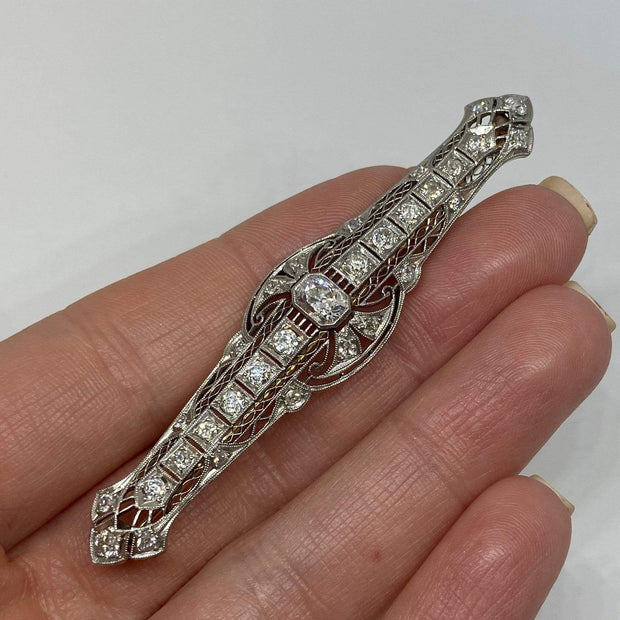 Mark Areias Jewelers Jewellery & Watches Estate Platinum and 14K Yellow Gold Diamond Brooch 2.57 CTW