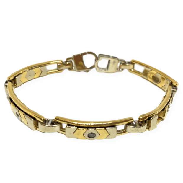 Mark Areias Jewelers Jewellery & Watches Estate Round Diamond Chevron Slider Bracelet 14K Yellow & White Gold .50CTW 7"