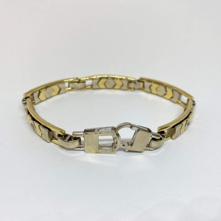 Mark Areias Jewelers Jewellery & Watches Estate Round Diamond Chevron Slider Bracelet 14K Yellow & White Gold .50CTW 7"