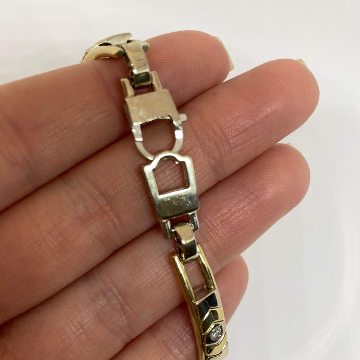 Mark Areias Jewelers Jewellery & Watches Estate Round Diamond Chevron Slider Bracelet 14K Yellow & White Gold .50CTW 7"