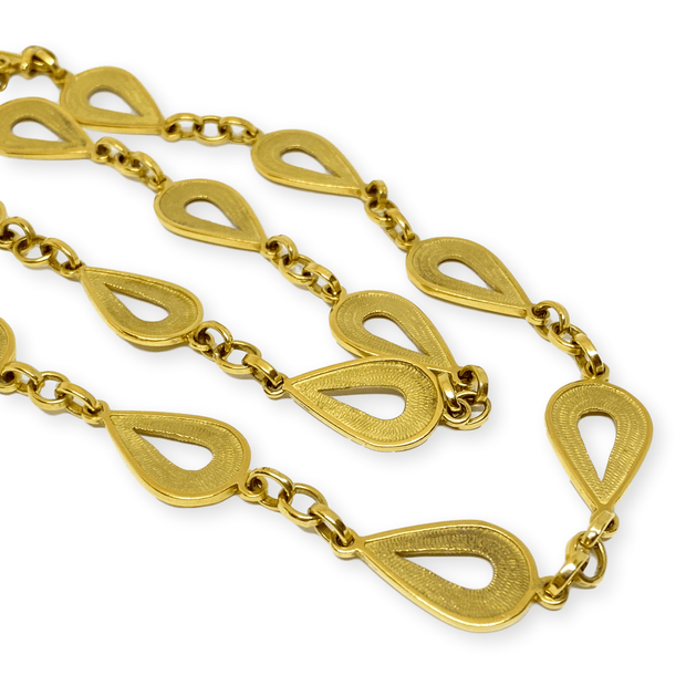 Mark Areias Jewelers Jewellery & Watches Estate Textured Pear Link Chain Necklace 18K Yellow 24" 14 x 22mm 64 Grams!