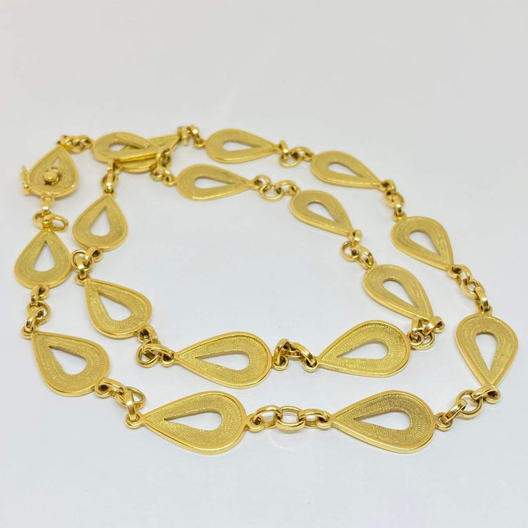 Mark Areias Jewelers Jewellery & Watches Estate Textured Pear Link Chain Necklace 18K Yellow 24" 14 x 22mm 64 Grams!