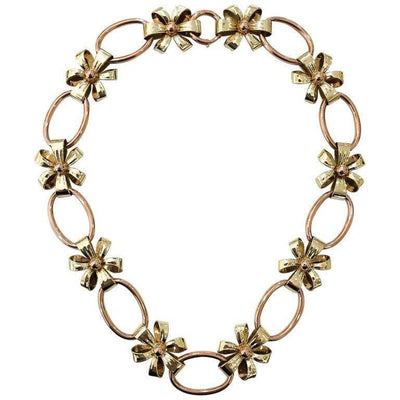 Mark Areias Jewelers Jewellery & Watches Estate Tiffany & Co. Rose and Yellow Gold 14 Karat Flower Necklace 17" 73.23gr