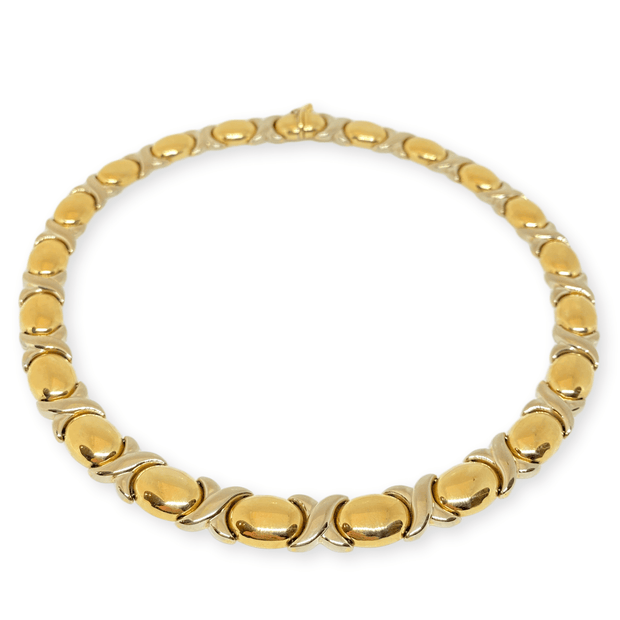 Mark Areias Jewelers Jewellery & Watches Estate "XO" Chain Necklace 14K Yellow & White Gold 18" 11mm 42.80 Grams!