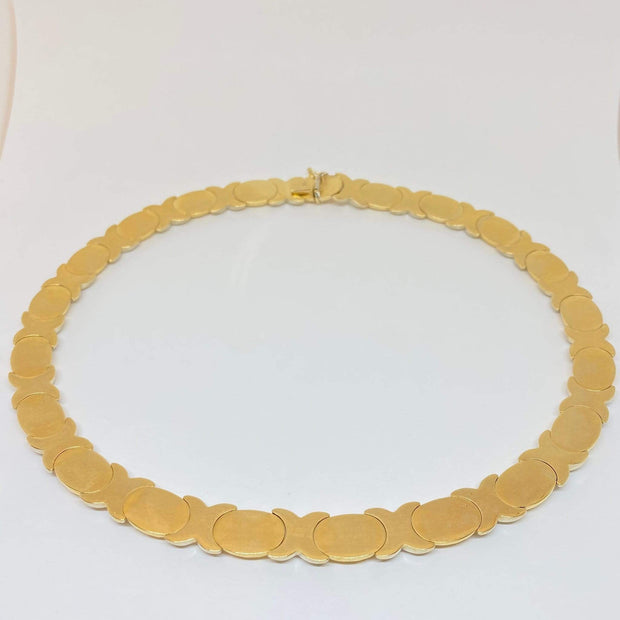 Mark Areias Jewelers Jewellery & Watches Estate "XO" Chain Necklace 14K Yellow & White Gold 18" 11mm 42.80 Grams!