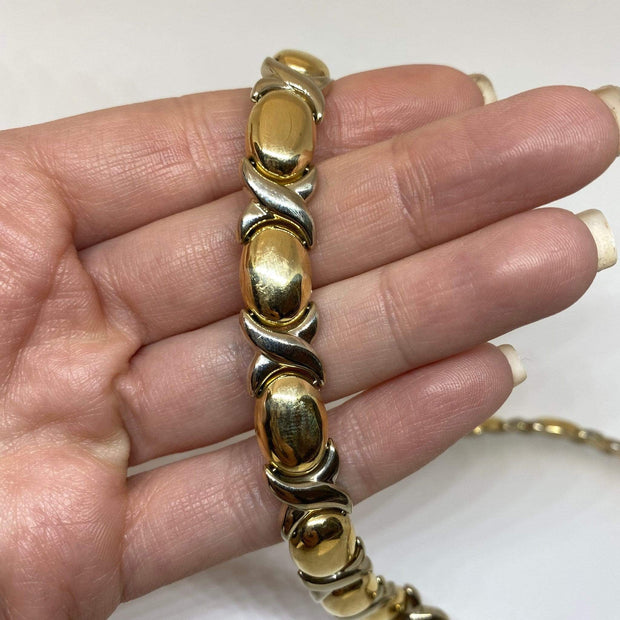 Mark Areias Jewelers Jewellery & Watches Estate "XO" Chain Necklace 14K Yellow & White Gold 18" 11mm 42.80 Grams!