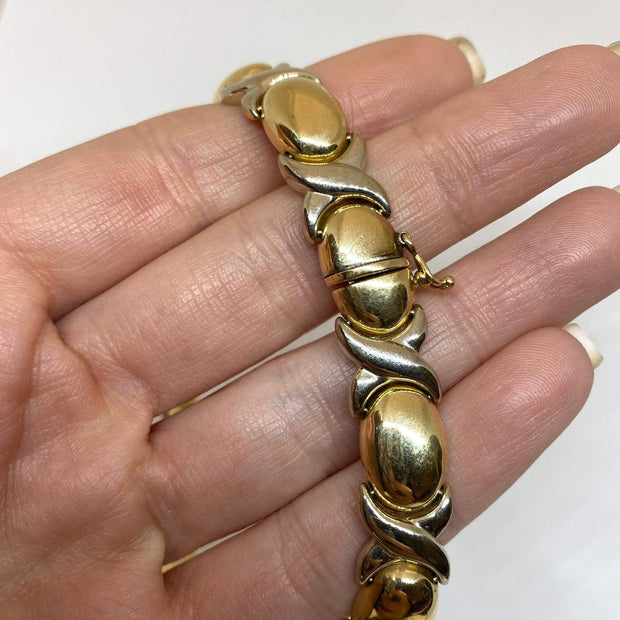 Mark Areias Jewelers Jewellery & Watches Estate "XO" Chain Necklace 14K Yellow & White Gold 18" 11mm 42.80 Grams!