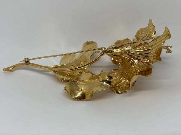 Mark Areias Jewelers Jewellery & Watches Extra Large XL Hibiscus Flower Brooch Pin 46 grams 14K Yellow Gold