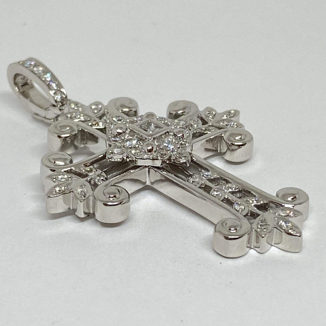 Dazzlingrock Collection 0.35 Carat Round Natural White Diamond Cross Pendant – 925 Sterling Silver With 18" Chain - View #10