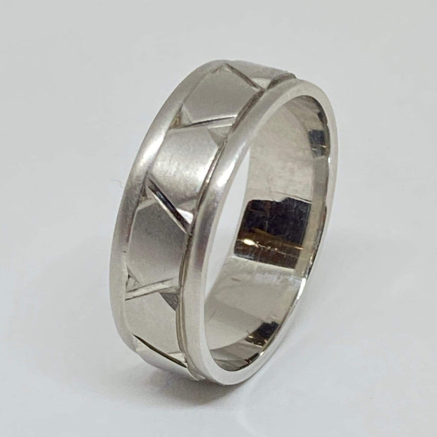 Mark Areias Jewelers Jewellery & Watches Fancy Platinum Woven "X" Satin Wedding Band 7mm Size 10