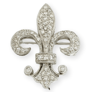Mark Areias Jewelers Jewellery & Watches Fleur De Lis Diamond Pin Brooch or Pendant 18K White Gold 0.60 CTW