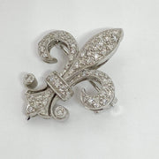 Mark Areias Jewelers Jewellery & Watches Fleur De Lis Diamond Pin Brooch or Pendant 18K White Gold 0.60 CTW