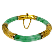 Mark Areias Jewelers Jewellery & Watches Floral Antique Vintage Green Jade Bangle w/Screw 20K Yellow Gold