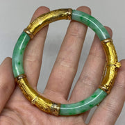 Mark Areias Jewelers Jewellery & Watches Floral Antique Vintage Green Jade Bangle w/Screw 20K Yellow Gold