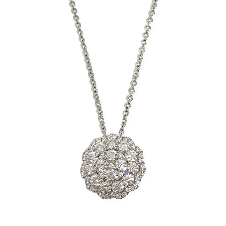Mark Areias Jewelers Jewellery & Watches Flower Cluster Pave Diamond Pendant 14K White Gold 1.01 Carat