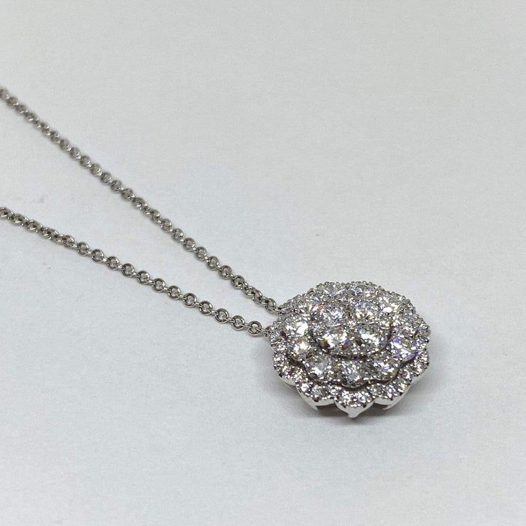 Mark Areias Jewelers Jewellery & Watches Flower Cluster Pave Diamond Pendant 14K White Gold 1.01 Carat