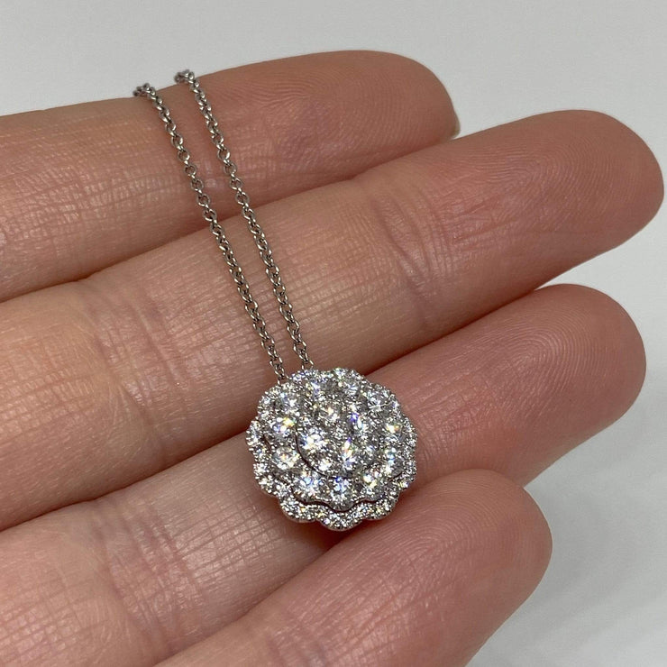 Mark Areias Jewelers Jewellery & Watches Flower Cluster Pave Diamond Pendant 14K White Gold 1.01 Carat