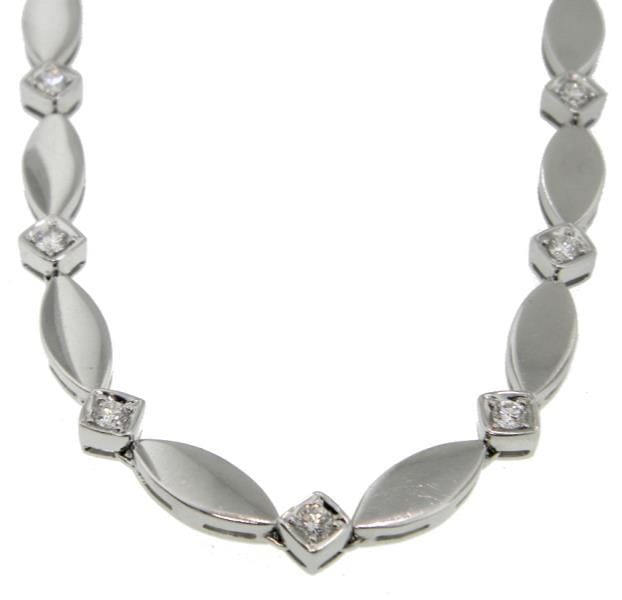 Mark Areias Jewelers Jewellery & Watches Geometric Link Diamond Necklace 14K White Gold .77 Carats 17"