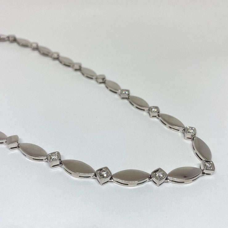 Mark Areias Jewelers Jewellery & Watches Geometric Link Diamond Necklace 14K White Gold .77 Carats 17"
