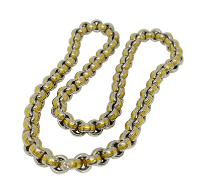 Mark Areias Jewelers Jewellery & Watches German Estate Rolo Chain Rolled 22KY & Platinum Diamond Clasp 103.65 DWT