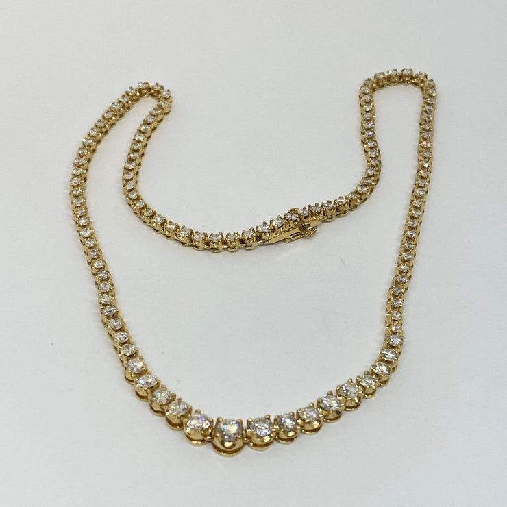 Mark Areias Jewelers Jewellery & Watches Graduated Diamond Riviera Tennis Necklace 6 ctw VS G-H 14K Yellow Gold 16"