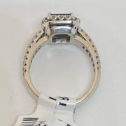 Mark Areias Jewelers Jewellery & Watches Handmade Custom Square Blue Sapphire & Diamond Halo Ring Platinum 1.77CT No Heat