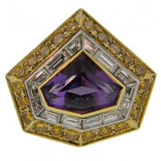 Mark Areias Jewelers Jewellery & Watches Handmade Mark Areias Jewelers Shield Shaped Kite Amethyst & Diamond Ring