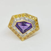 Mark Areias Jewelers Jewellery & Watches Handmade Mark Areias Jewelers Shield Shaped Kite Amethyst & Diamond Ring