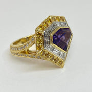 Mark Areias Jewelers Jewellery & Watches Handmade Mark Areias Jewelers Shield Shaped Kite Amethyst & Diamond Ring